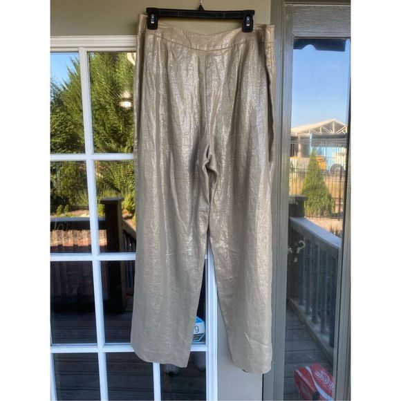TALBOTS BRISTOL PANTS - LINEN in Metallic Gold "Flax" Size 14, MSRP $139 - Picture 9 of 9